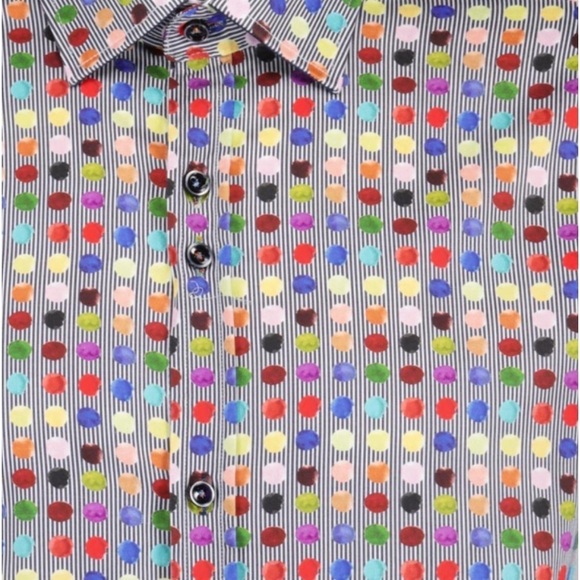 NWT Eight X Dress Shirt Mens XXL Slim Fit Button Up Short Sleeve Colorful dots - Picture 9 of 11